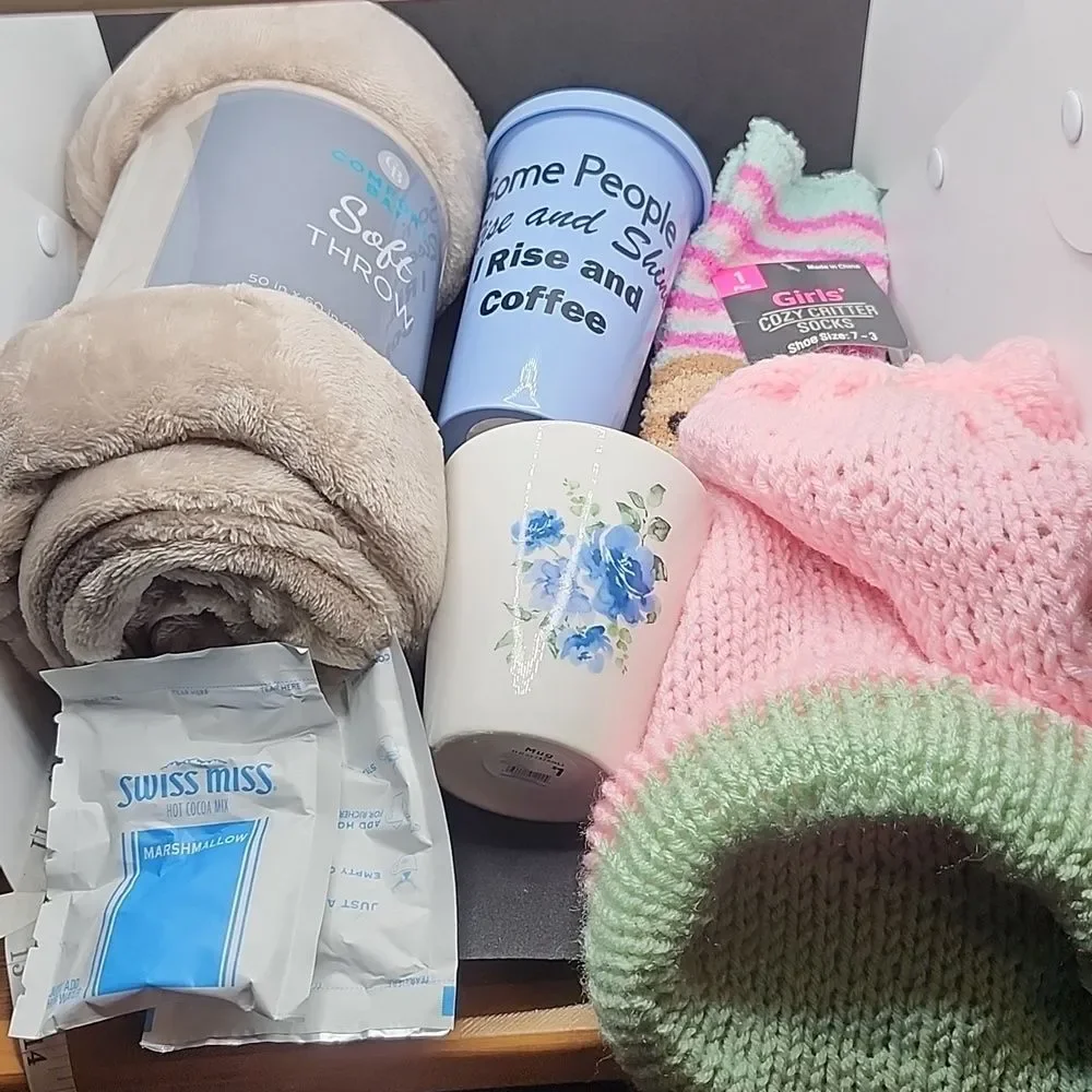 Warm and Cozy Bundle Gift Set Tan Soft Throw Blanket, Mug, Hot C…
